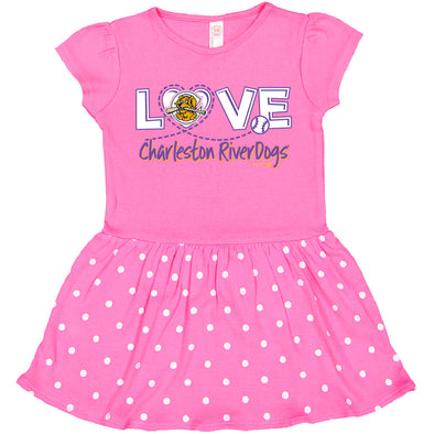 Charleston RiverDogs Toddler Raspberry Polk-a-Dot Dress