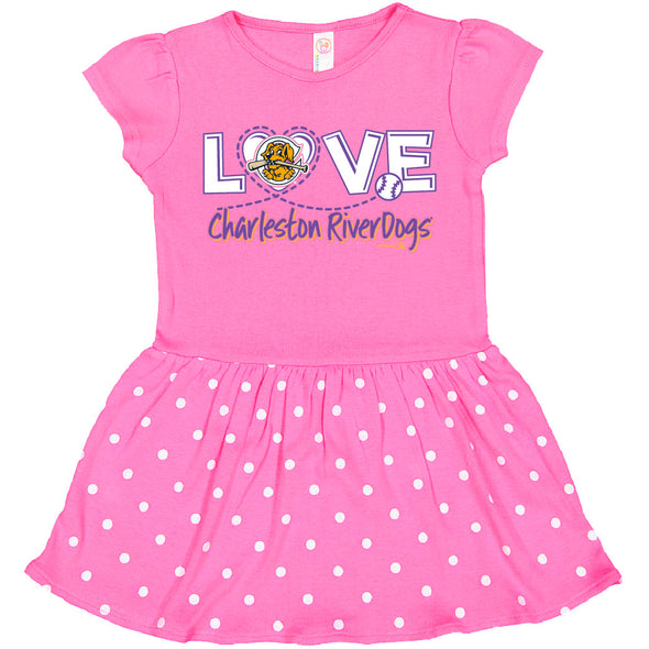 Charleston RiverDogs Toddler Raspberry Polk-a-Dot Dress