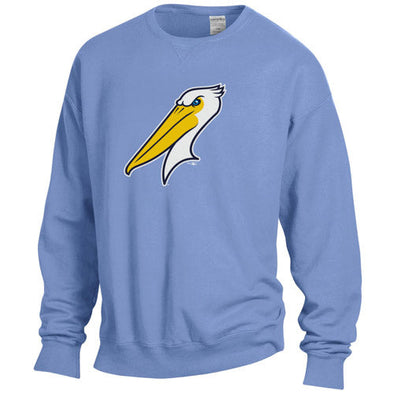 Myrtle Beach Pelicans Comfort Wash Porch Blue Fleece Crew Neck Alternate Logo Sweatshirt