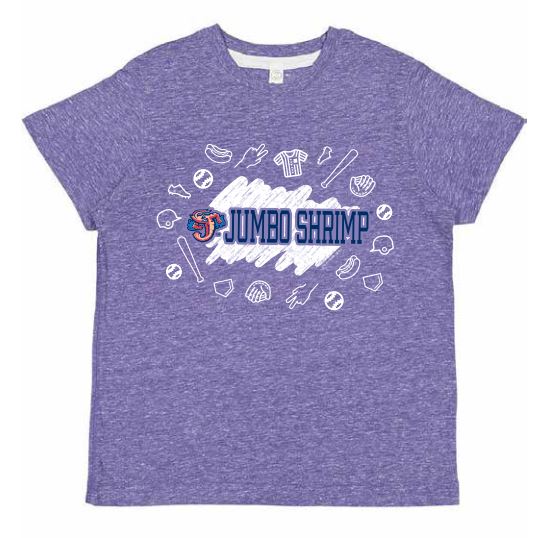 Jacksonville Jumbo Shrimp Soft As A Grape Youth Purple Melange Tee