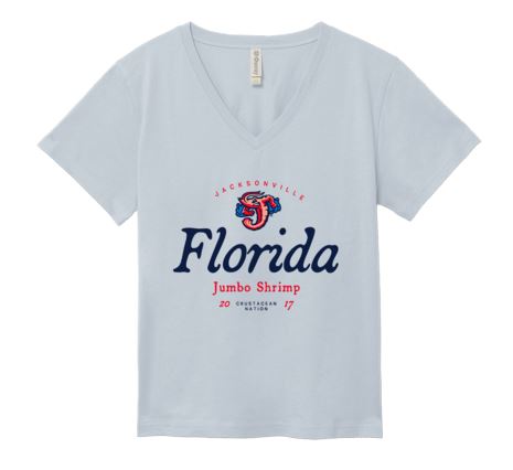 Jacksonville Jumbo Shrimp Ouray Ladies Blue Fog V-Neck Tee