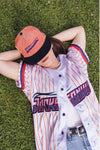 Jacksonville Jumbo Shrimp Official League flipturn x Jumbo Shrimp Pinstripe Jersey