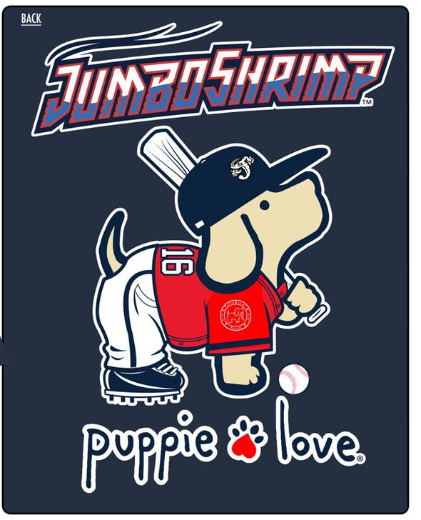 Jacksonville Jumbo Shrimp Puppie Love Navy Baseball Pup Tee