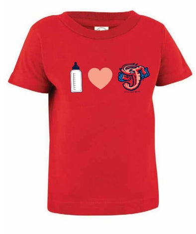 Jacksonville Jumbo Shrimp Soft As A Grape Red Bottle Infant Tee