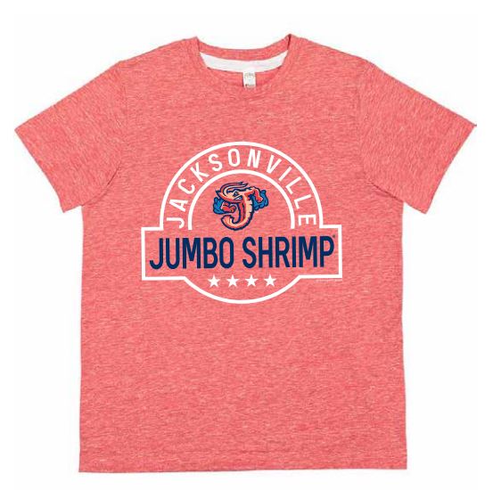 Jacksonville Jumbo Shrimp Soft As A Grape Youth Red Melange Tee