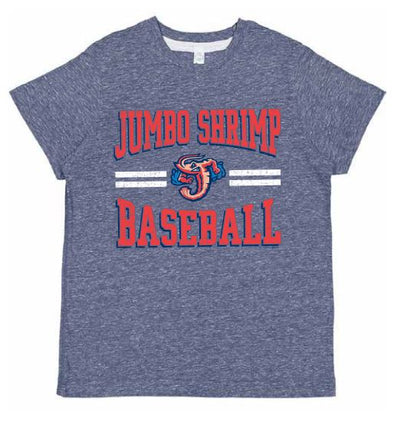 Jacksonville Jumbo Shrimp Soft As A Grape Youth Navy Melange Tee