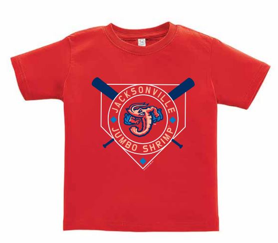 Jacksonville Jumbo Shrimp Soft As A Grape Red Crossbats Toddler Tee