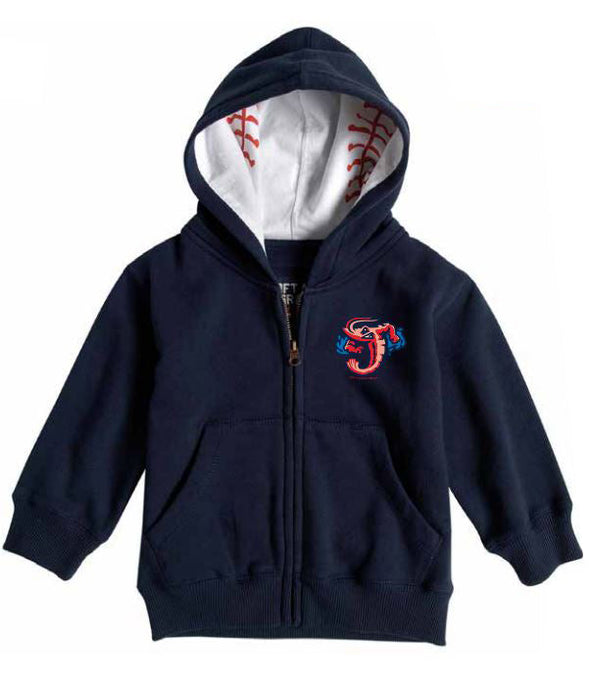 Jacksonville Jumbo Shrimp Soft As A Grape Navy Toddler Full Zip Hoodie