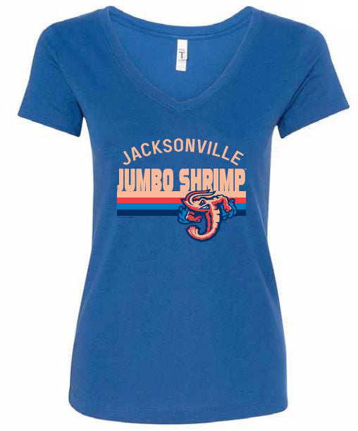 Jacksonville Jumbo Shrimp Soft As A Grape Ladies Royal Ideal V Neck