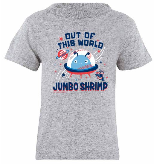 Jacksonville Jumbo Shrimp Soft As A Grape Heather Out Of This World Infant Tee