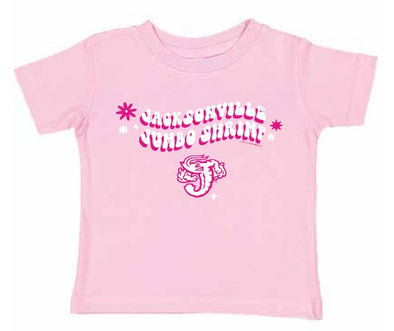 Jacksonville Jumbo Shrimp Soft As A Grape Pink Toddler Groovy Tee