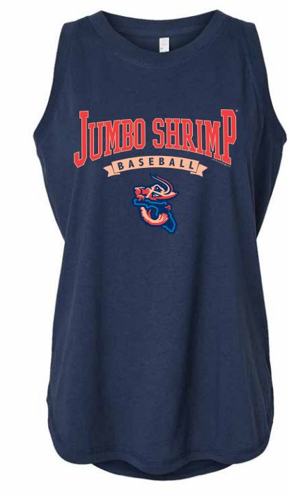 Jacksonville Jumbo Shrimp Soft As A Grape Ladies Denim Relaxed Tank