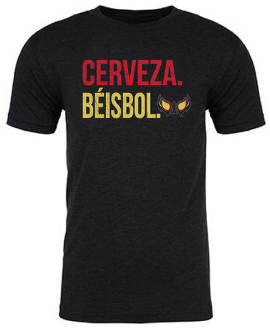 108 Stitches Black Cerveza Beisbol Luchadores "Eyes" T-Shirt