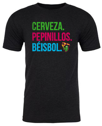 Los Pepinillos Picantes del Norte 108 Stitches Cerveza Béisbol Tee