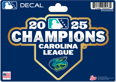 Lynchburg Hillcats 2025 Carolina League Champions 4" X 6" Decal