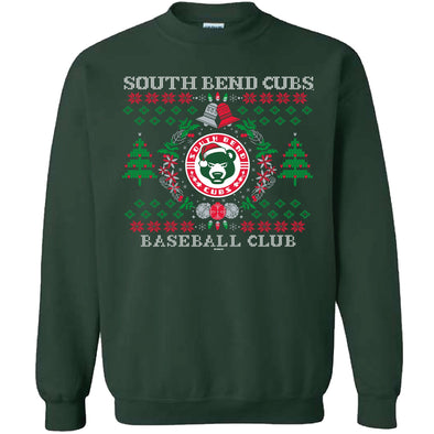 South Bend Cubs Wreath Christmas Crewneck Sweatshirt