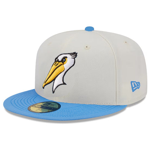 Myrtle Beach Pelicans New Era 59Fifty Chrome White and Blue Alternate Cap