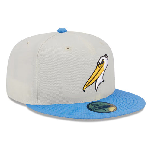 Myrtle Beach Pelicans New Era 59Fifty Chrome White and Blue Alternate Cap