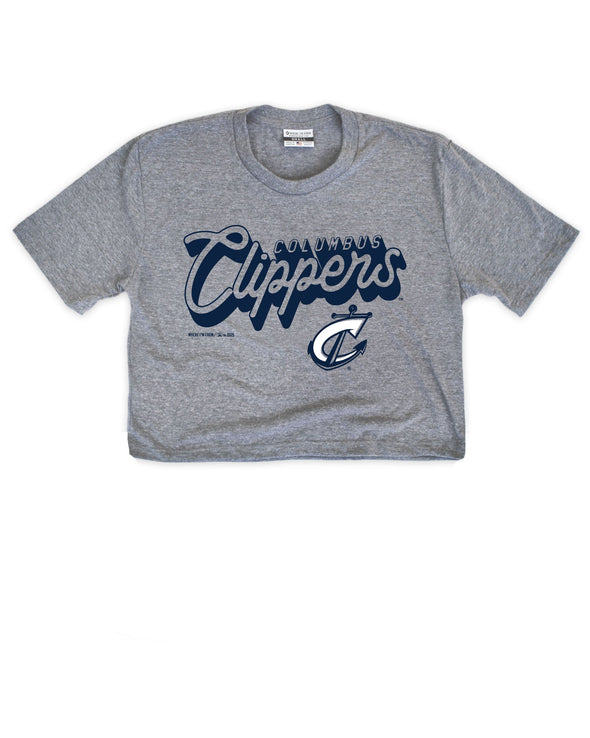 Columbus Clippers Where I'm From Women's Gray Cursive Font Crop Top