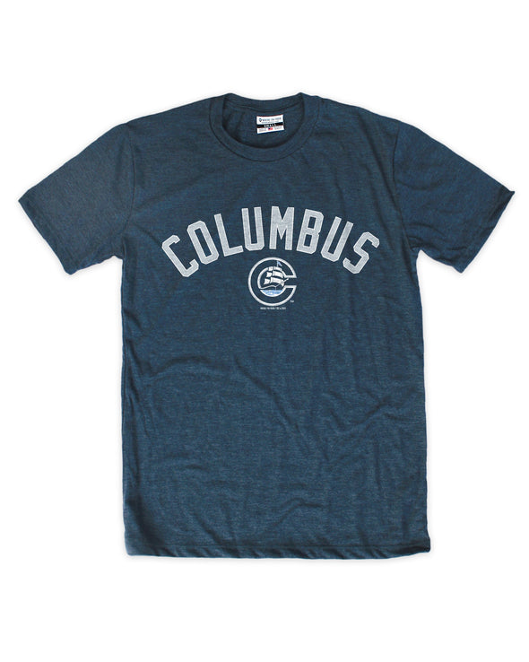 Columbus Clippers Where I'm From Navy Arch 90s Logo Tee