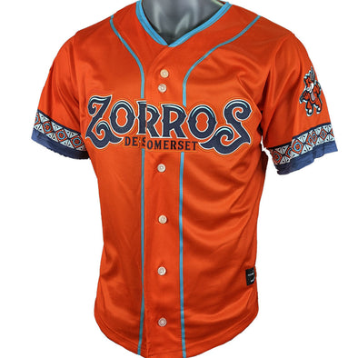 Somerset Patriots Official Adult Replica On-field Zorros de Somerset Copa de la Diversion Jersey