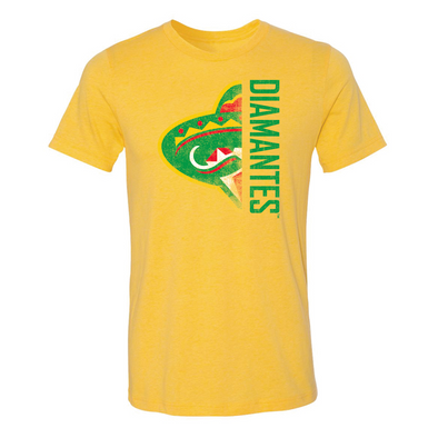 Diamantes de Arkansas 108 Stitches Split Screen Yellow Tee