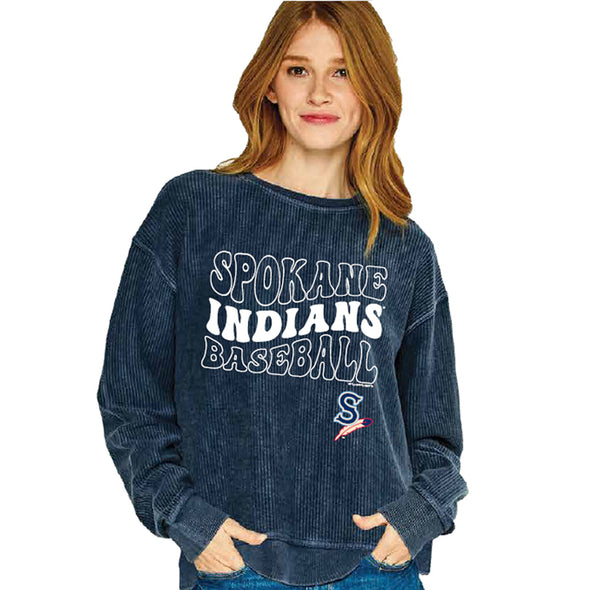 Spokane Indians Ladies Navy Corded Crew