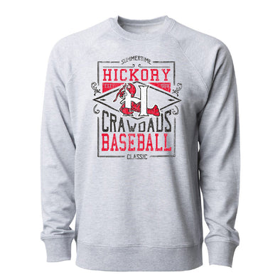 Hickory Crawdads Gray Classic Crewneck Sweatshirt