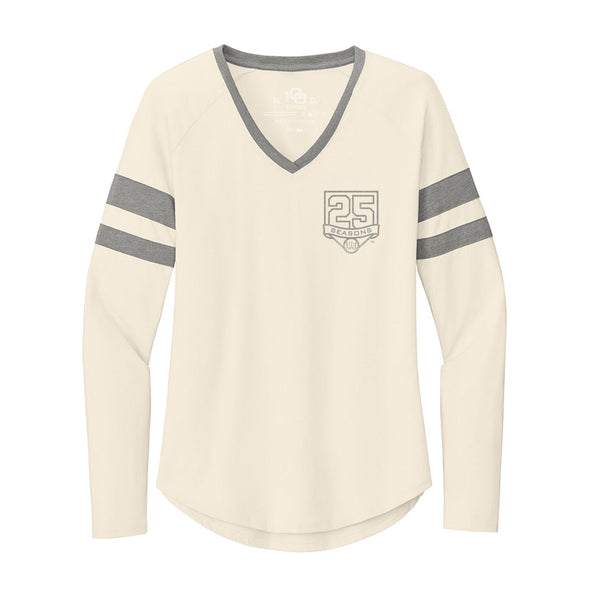 108 Stitches Ladies Striped L/S V-Neck Tee