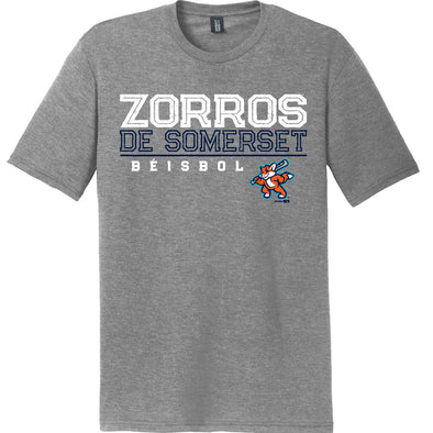 Somerset Patriots Adult Triblend Copa de la Diversion Zorros de Somerset Grey Frost Opposition Tshirt