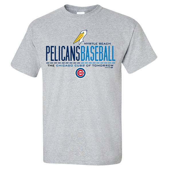 MYRTLE BEACH PELICANS BIMM RIDDER CHICAGO CUBS GRAY DOUBLE AFFILIATE TEE