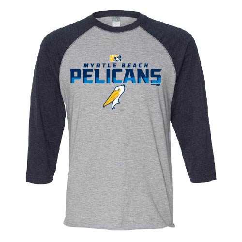 Myrtle Beach Pelicans Bimm Ridder Youth Navy & Gray 3/4 Sleeve Raglan Dressing Tee