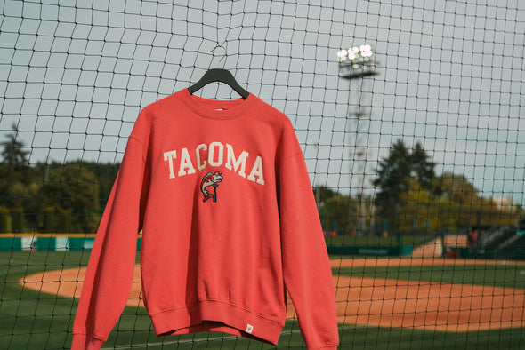Tacoma Rainiers Soft As A Grape Red Tacoma Sam Applique Crew