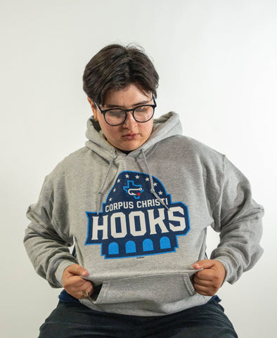 Fleece Hood Primary Logo - Grey