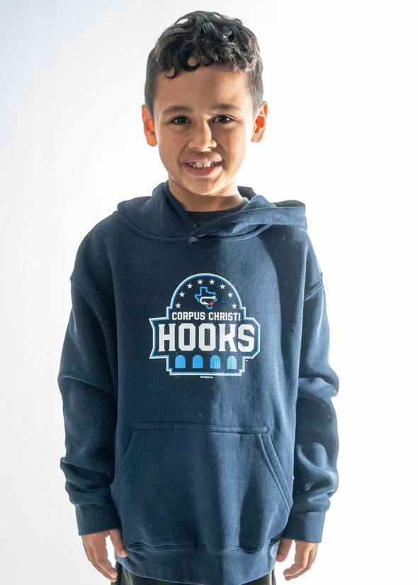 Youth Fleece Hood Primary Logo - Navy