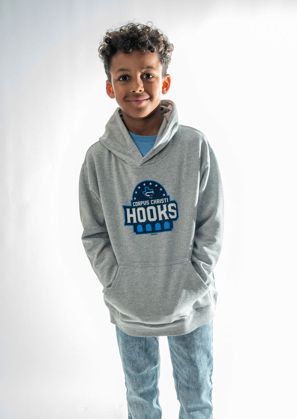 Youth Fleece Hood Primary Logo - Grey