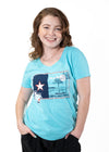 Women's - Comfort Wash - T Texas Flag Beach