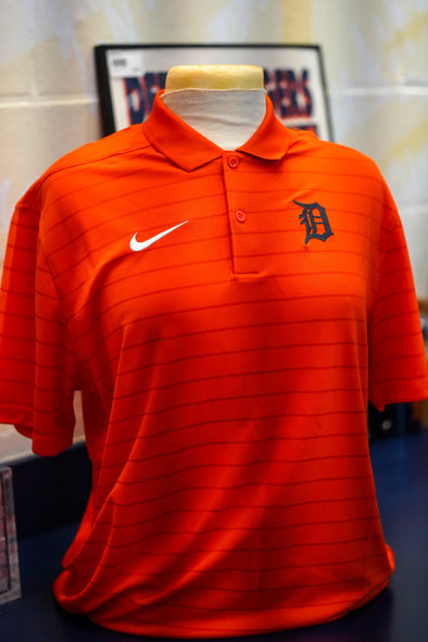 Detroit Tigers Men's AC Striped Polo- Orange