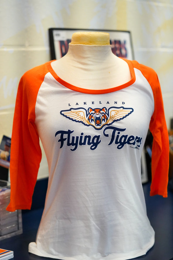 Flying Tigers Womens 3/4 Sleeve Winged Tiger Tee
