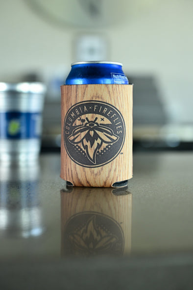 WC Fireflies Wood Grain Koozie