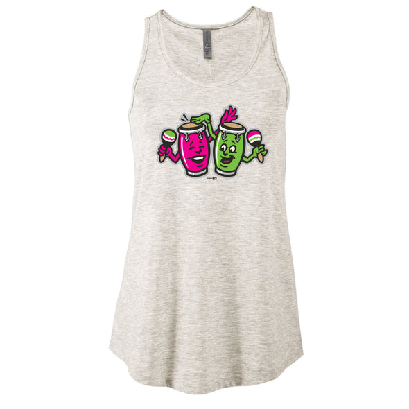 LADIES OATMEAL RUMBEROS TRI-BLEND FLOWY TANK