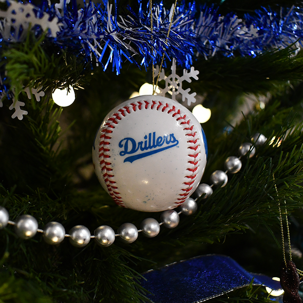 Drillers Christmas Baseball Ornament