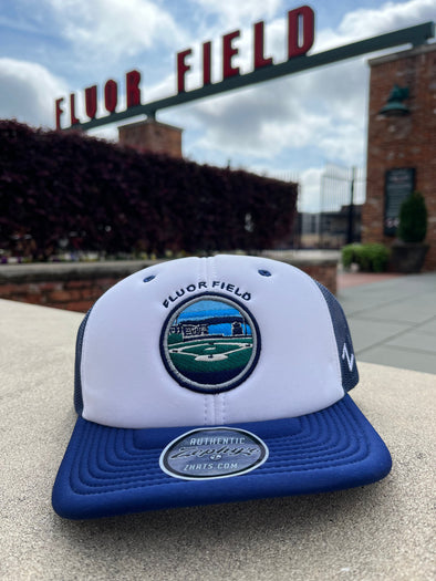 Greenville Drive Zephyr Navy Foam Fluor Field Trucker Hat