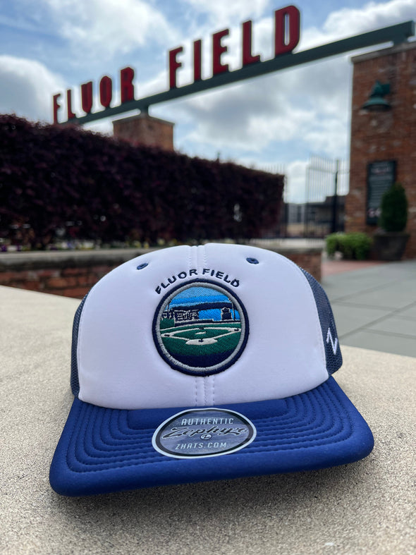 Greenville Drive Zephyr Navy Foam Fluor Field Trucker Hat