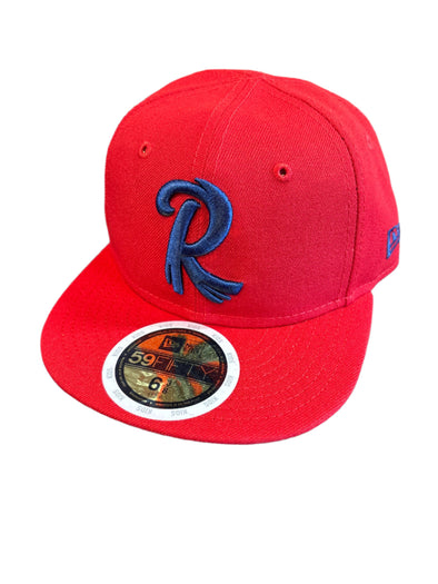 New Era Kid's 59Fifty Road- Red w/ Navy Feathered "R"