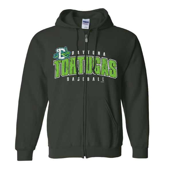 DARK GREEN HOODED FULL-ZIP