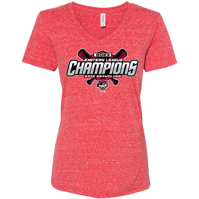 Erie SeaWolves BR EL Champs Women's V-Neck Red