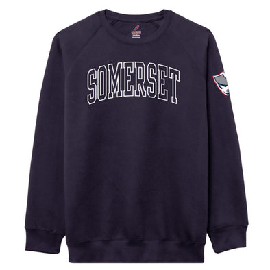 Somerset Patriots Adult Premium Soft Style Unisex Navy Somerset Wordmark Essential Crew Neck Sweatshirt