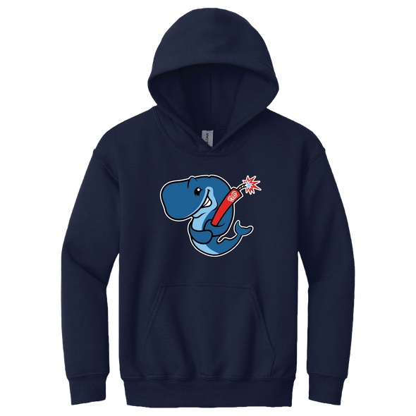 Eugene Emeralds Exploding Whales Youth Navy Hooded Sweatshirt