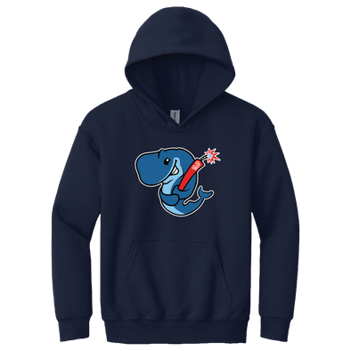 Eugene Emeralds Exploding Whales Youth Navy Hooded Sweatshirt